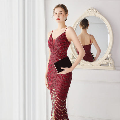 Wave Gradient Beaded Formal Dress