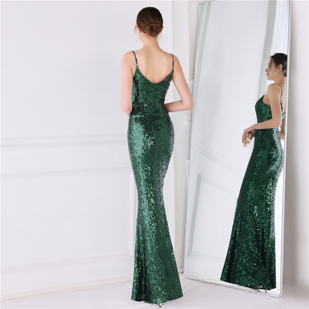 Beaded Position Flower Formal Dress