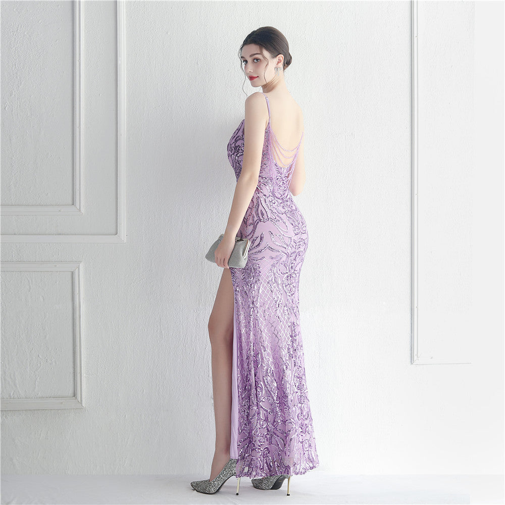 Positioned Floral Beaded Formal Dress