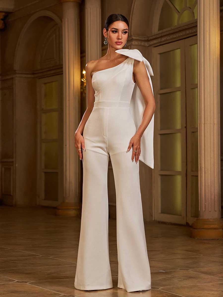 One Shoulder Knot Jumpsuits