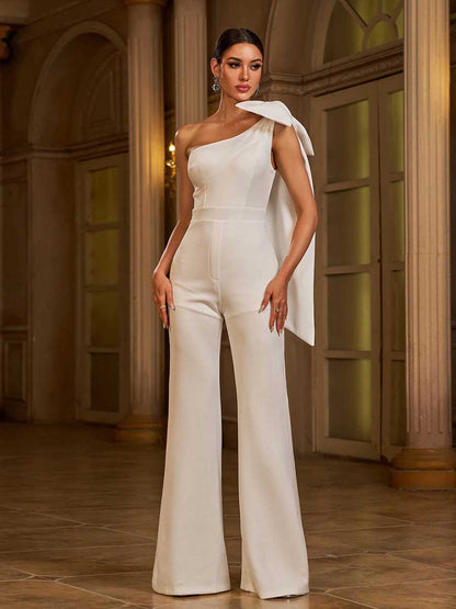 One Shoulder Knot Jumpsuits