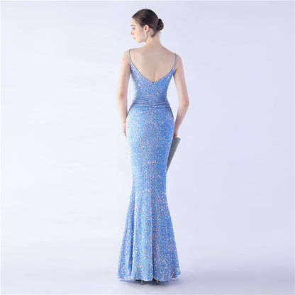 Azura Long Spaghetti Strap Evening Formal Gown