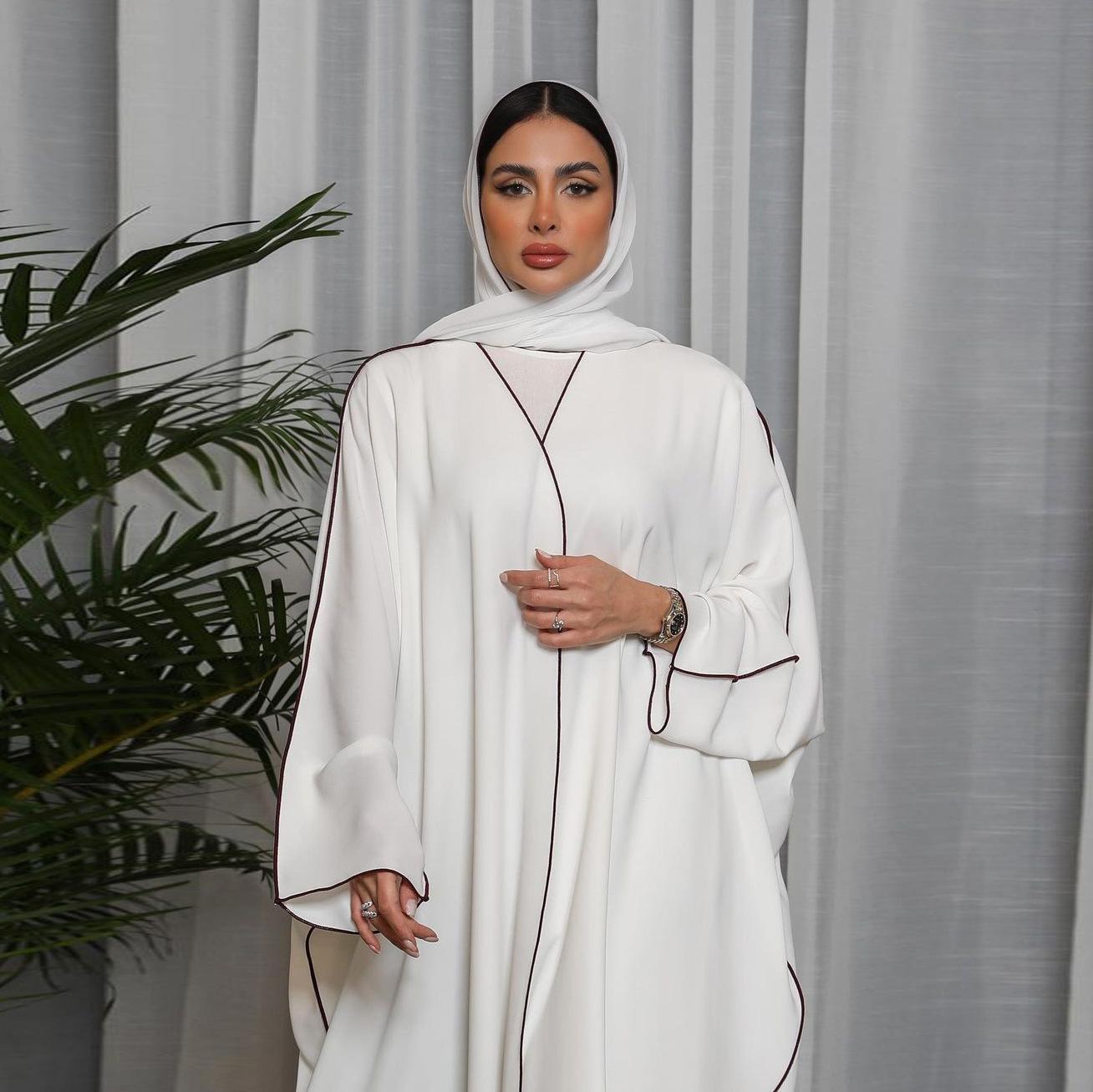 White Panelled Abaya Robe