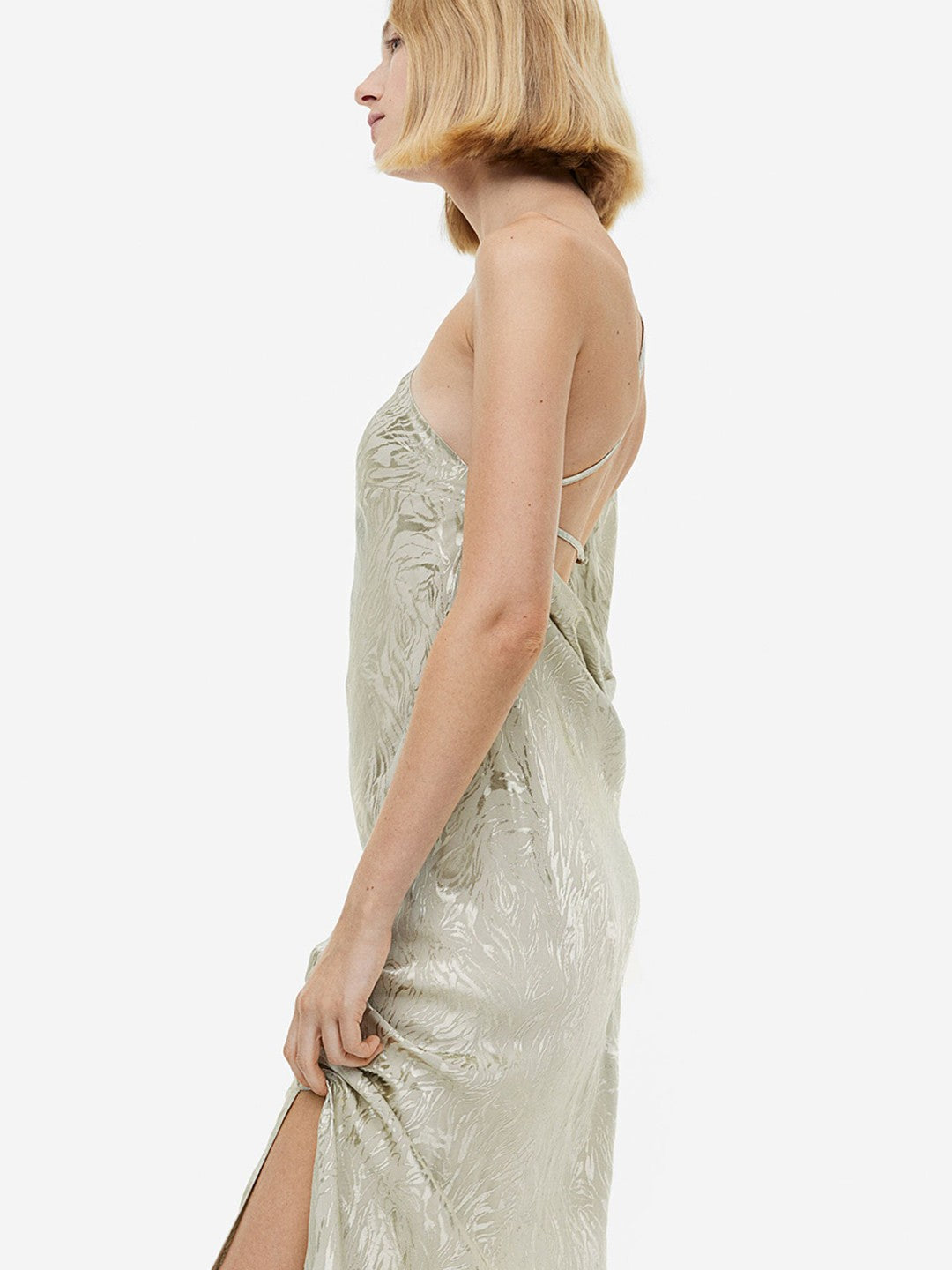 Jacquard-Weave One-Shoulder Dress