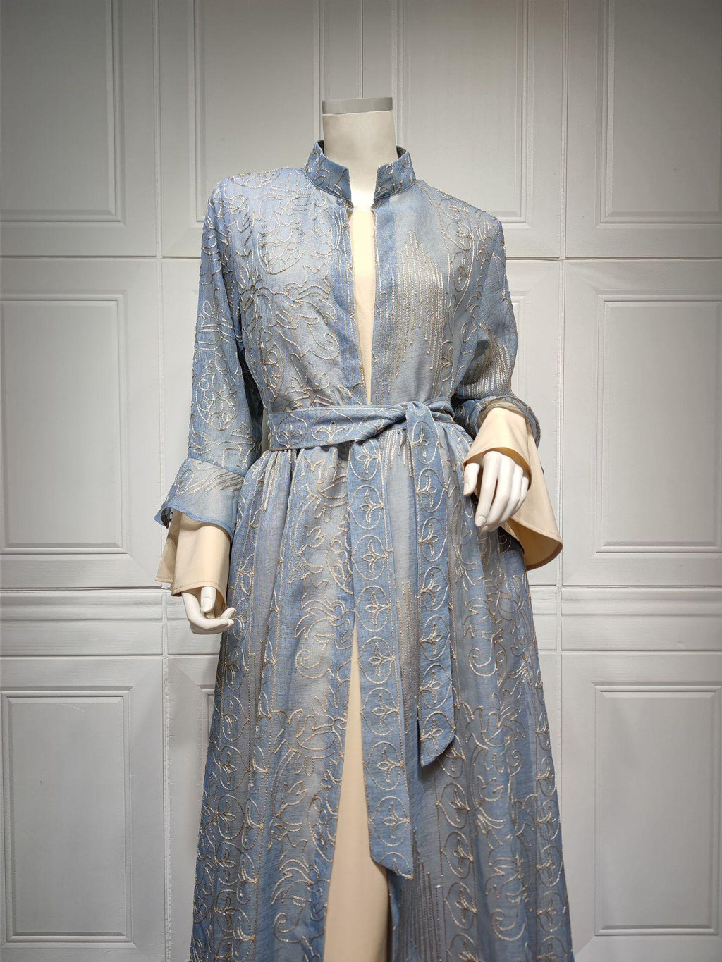 2 Pcs Suit Middle East Evening Dress Cross-border Muslim Lady Lotus Leaf Sleeve New Dress Abaya Robe