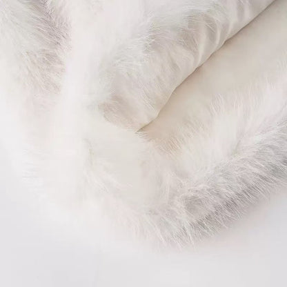 White Strapless faux fur slim mini dress