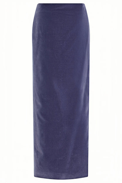 purple Asymmetrical cropped top velvet skirt two-piece set