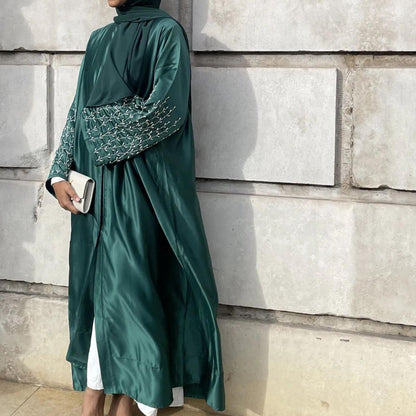 1pcs Satin Cardigan Handmade Beaded Dress Robe