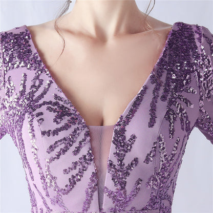 Ostrich Fur Mesh Beaded Formal Dresses