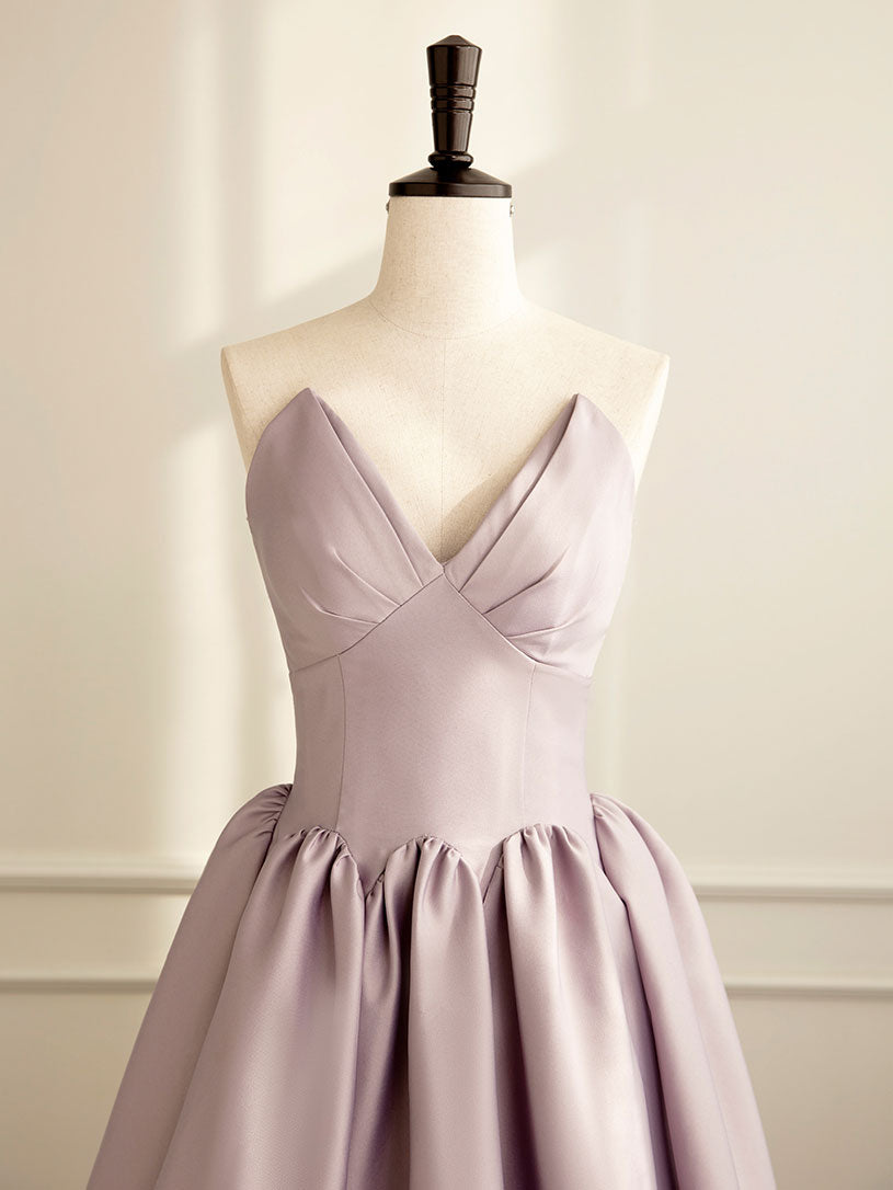A-line Satin Pink Long Prom Dress