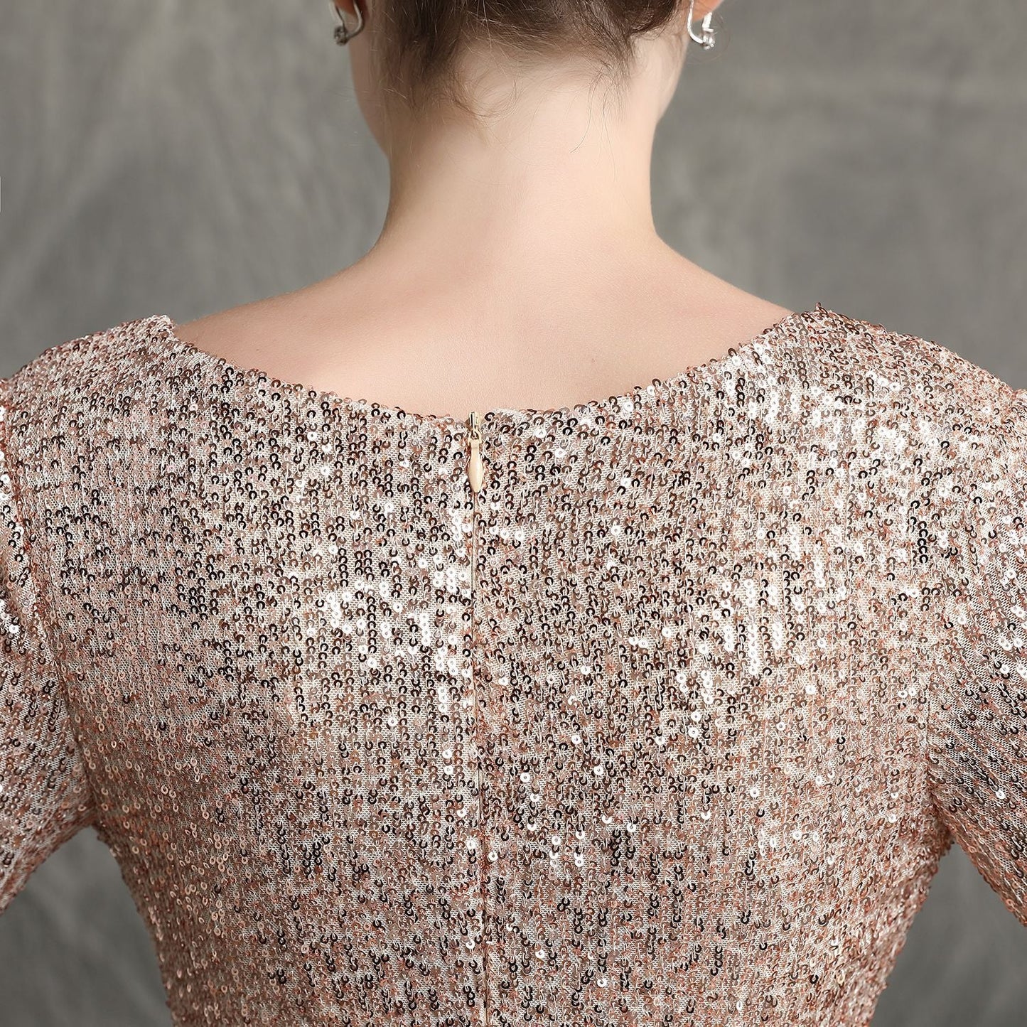 Sleeve Sequin Formal Dress