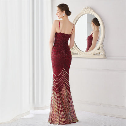 Wave Gradient Beaded Formal Dress