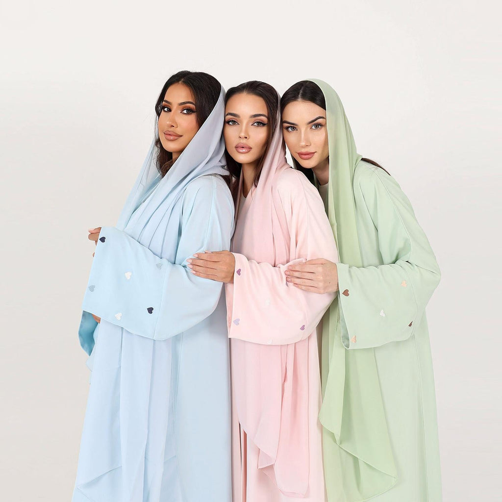 Macaroon Color Summer Thin Sleeve Heart Embroidered Robe Cardigan