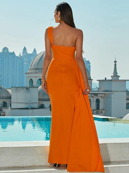 Draping Maxi Prom Dress