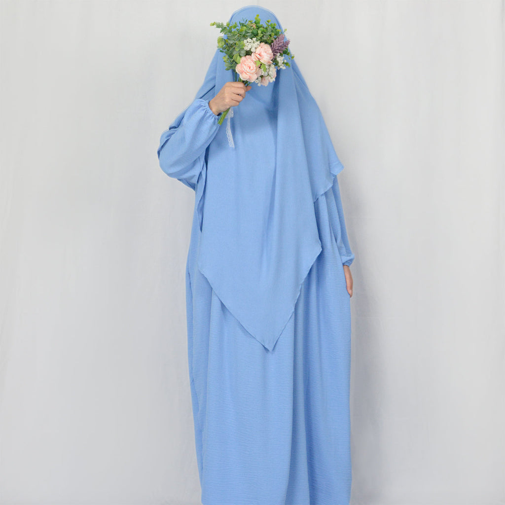 Crepe Abaya with Pockets + Layered Khimar Set
