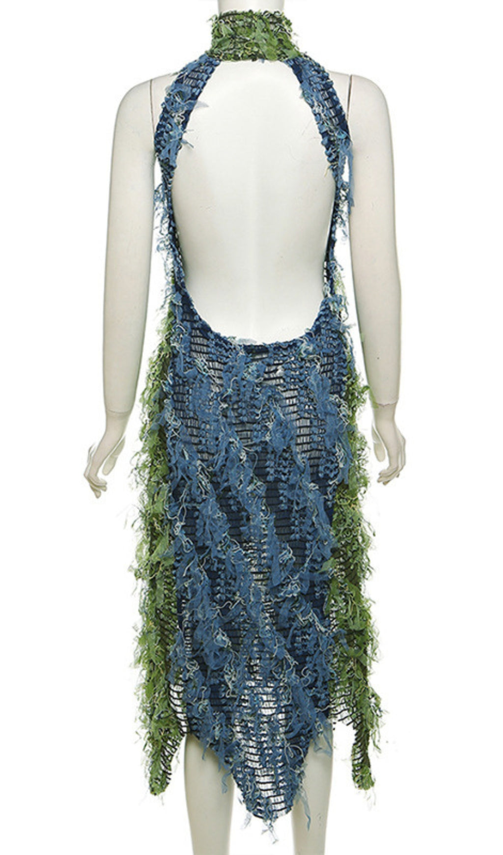 ABITO MIDI VERDE CON SCOLLO ALTO E SCHIENA SENZA CUCITURE