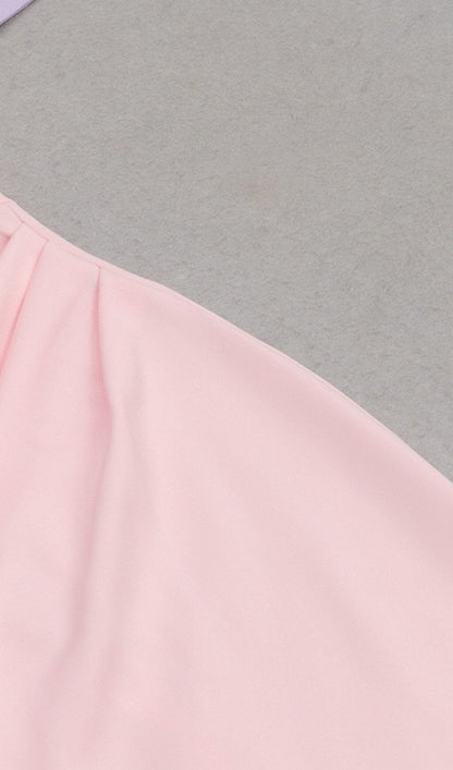 RUFFLE BODYCON MIDI DRESS IN PINK