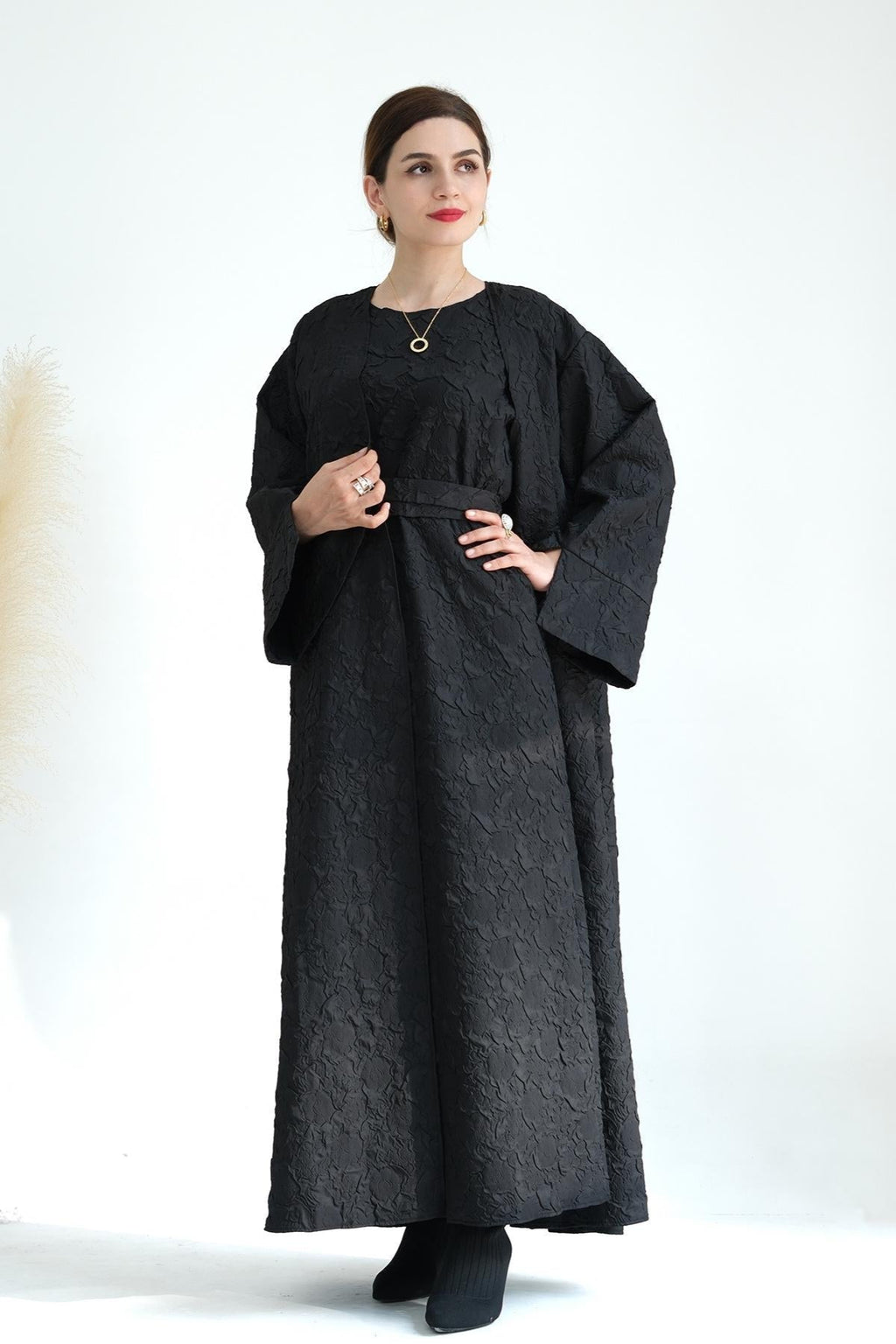 Cardigan with Vest Dress Abaya Robe