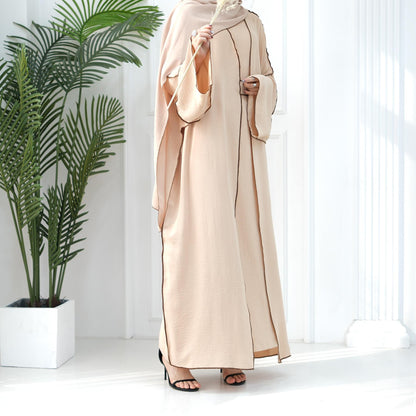 3pcs Set Cardigan+without Sleeves Inner Dress+Hijab