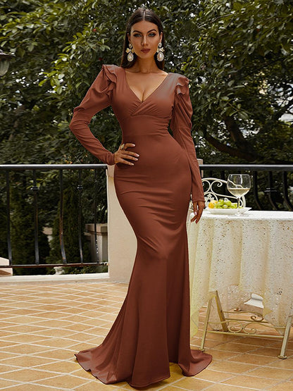 Puff Sleeve Mermaid Maxi Dress