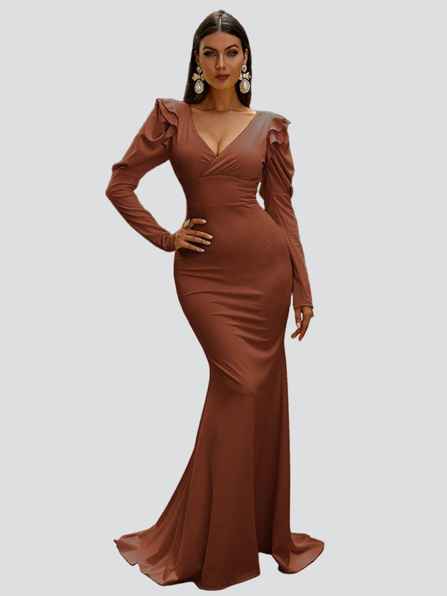 Puff Sleeve Mermaid Maxi Dress