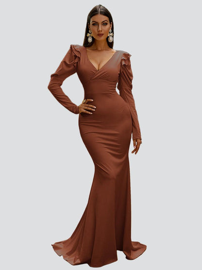 Puff Sleeve Mermaid Maxi Dress