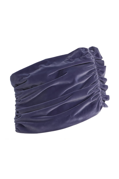 purple Asymmetrical cropped top velvet skirt two-piece set