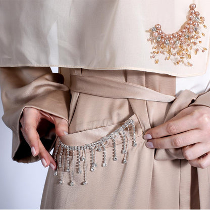 Solid Color Wide Cuff Cardigan Lace-up Dress