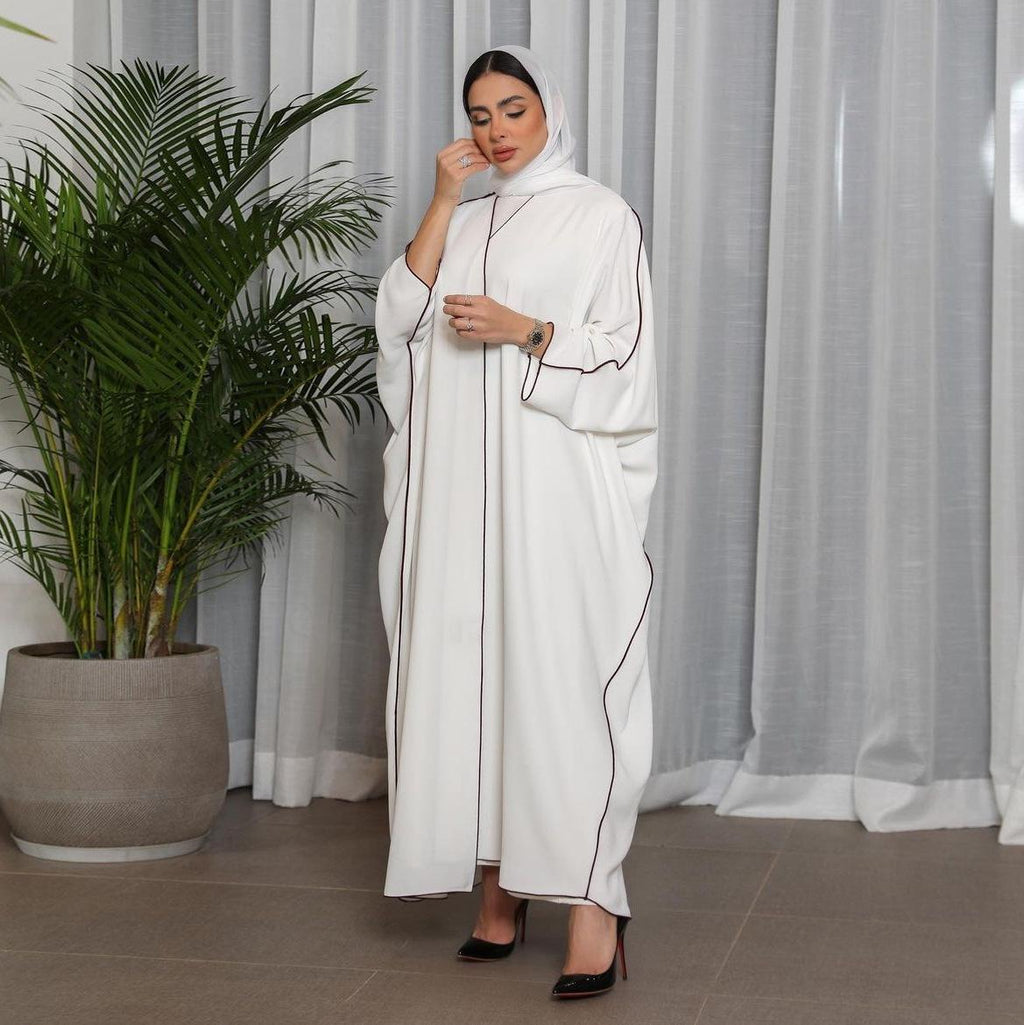 White Panelled Abaya Robe