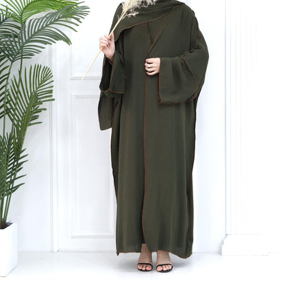 3pcs Set Cardigan+without Sleeves Inner Dress+Hijab