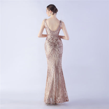 Camel Hair Side Split Formal Dress