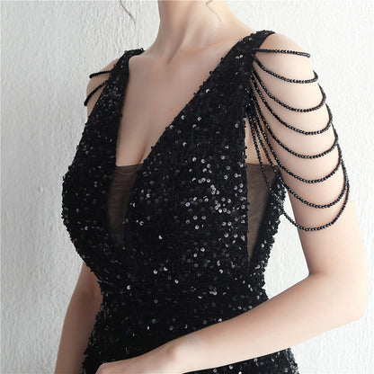 Backed Beaded Formal Dress