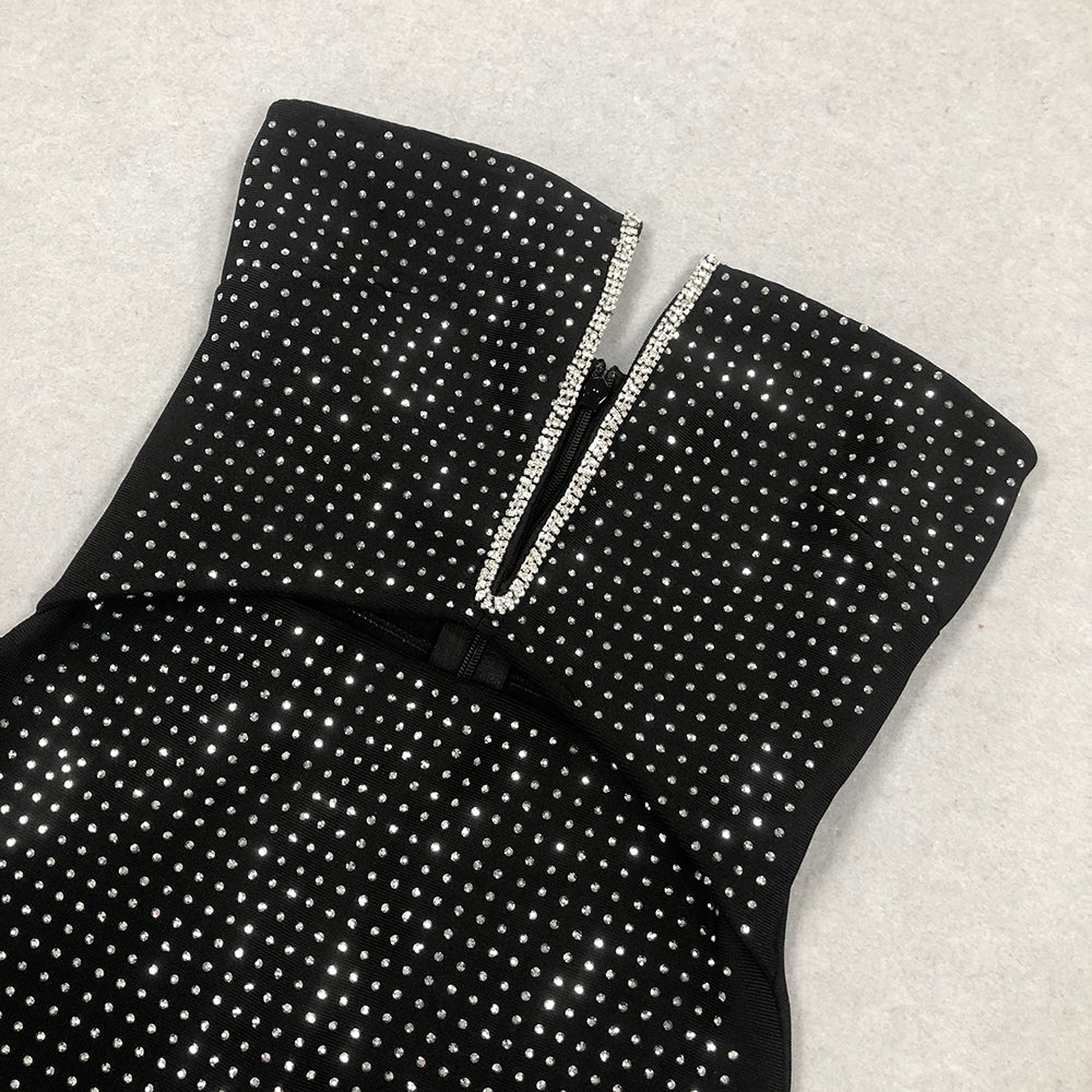 Rhinestone Maxi Dress In Black