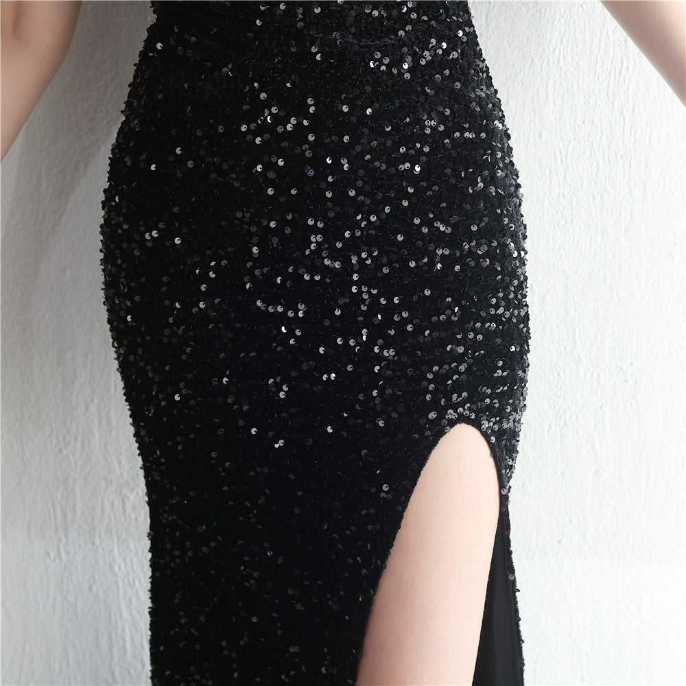 Backed Beaded Formal Dress