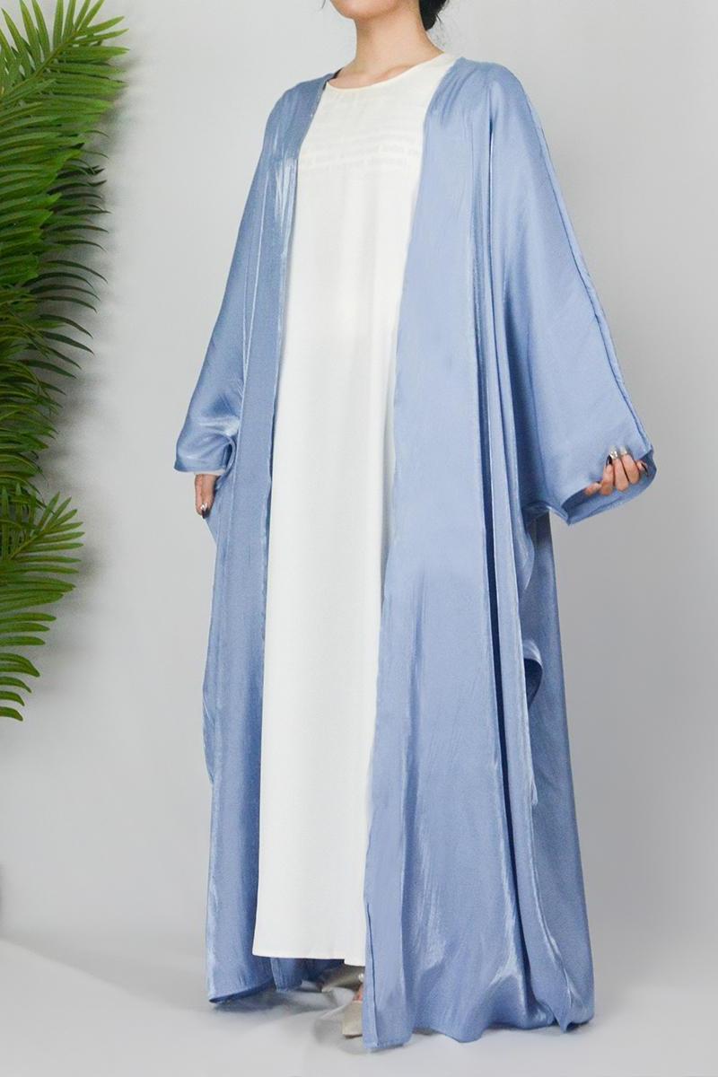 Muslim Fashion Shiny Silk Bat Sleeves Robe