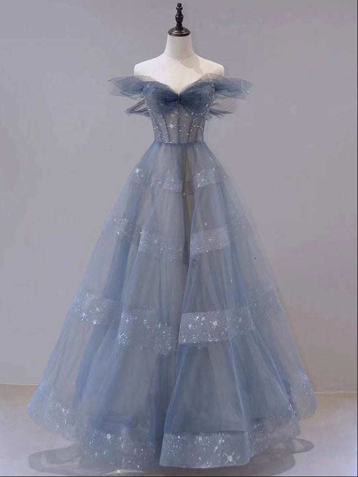 Blue tulle sequin dress