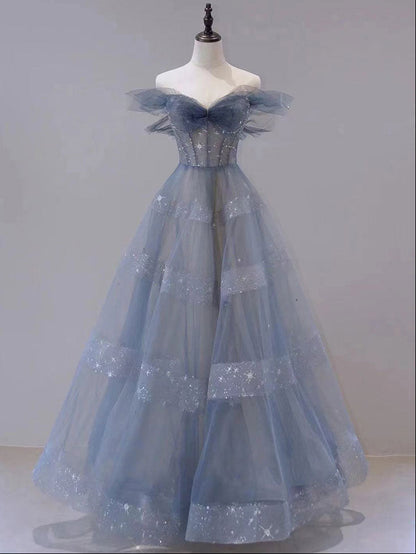 Blue tulle sequin dress