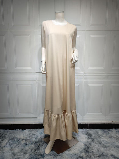 2 Pcs Suit Middle East Evening Dress Cross-border Muslim Lady Lotus Leaf Sleeve New Dress Abaya Robe