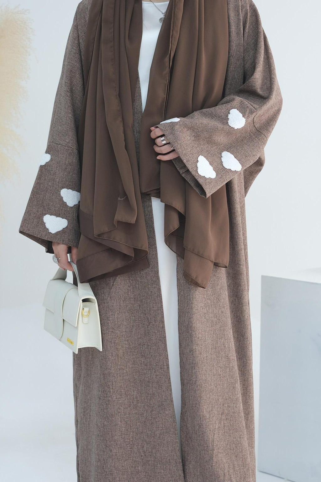 Cloud Embroidered Elegant Cardigan Robe