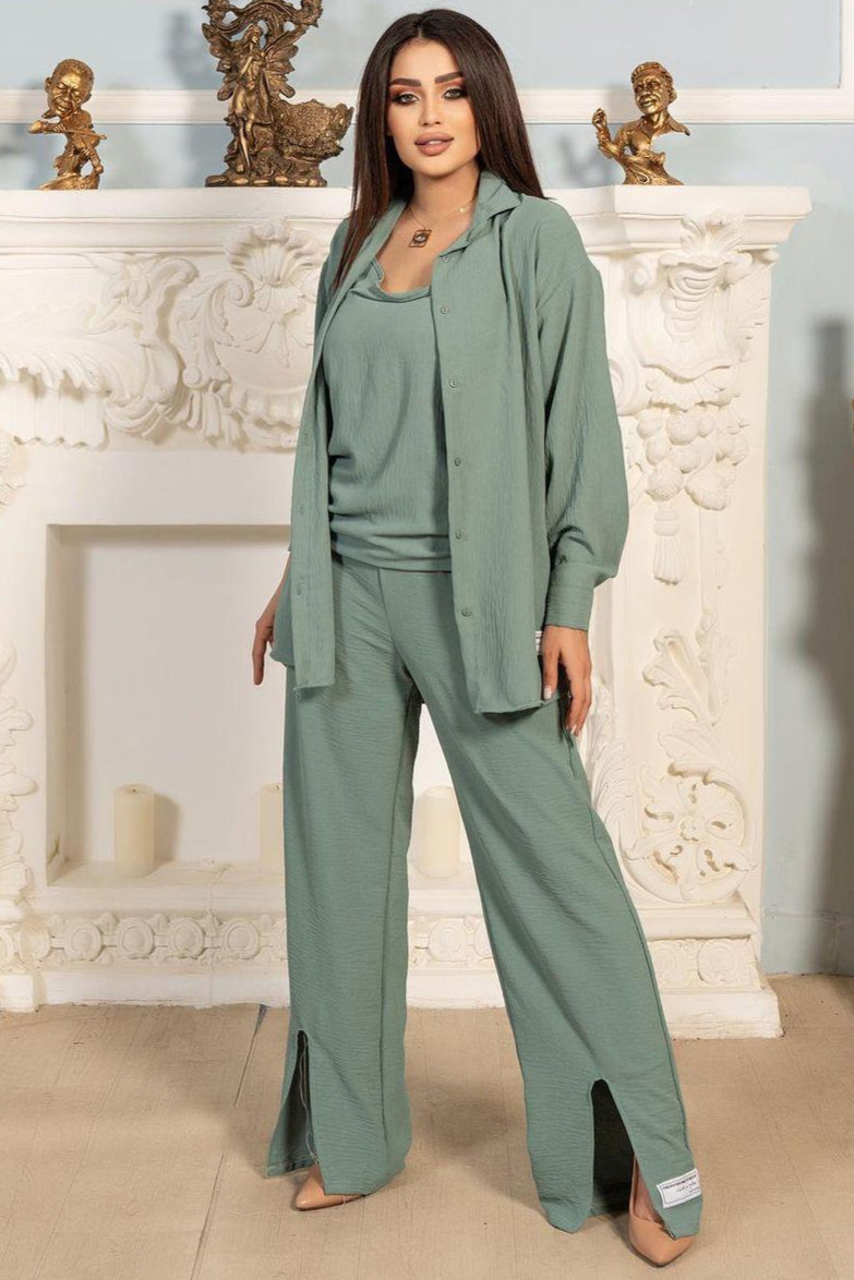 3pcs Set Long Sleeved Shirt Vest and Pants