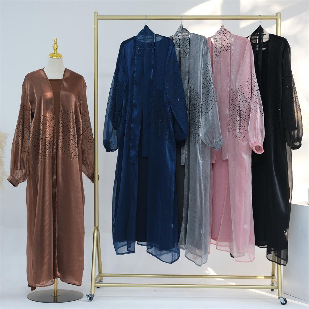 Set 3 pezzi: cardigan + abito interno + hijab