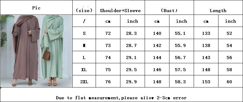 3pcs Set Cardigan+without Sleeves Inner Dress+Hijab