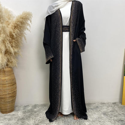 Hot Diamond Lace Up Cardigan with Pocket Dress