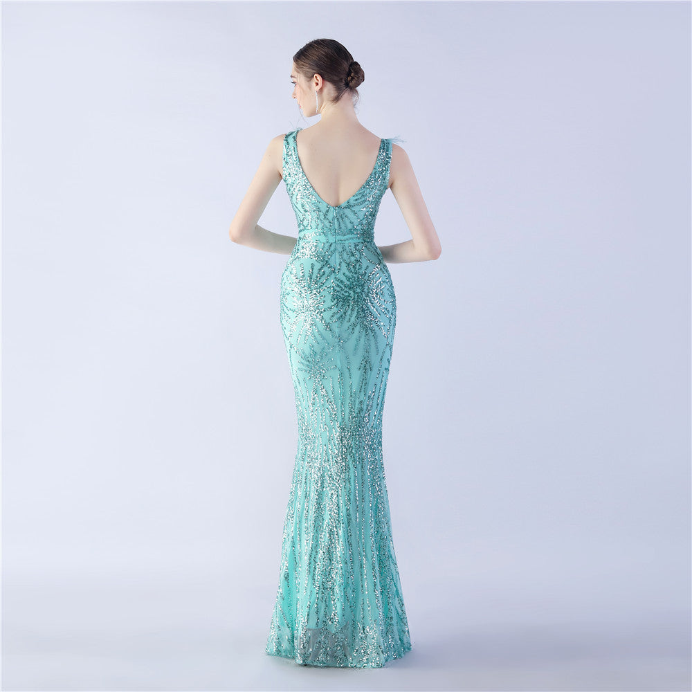 Camel Hair Side Split Formal Dress