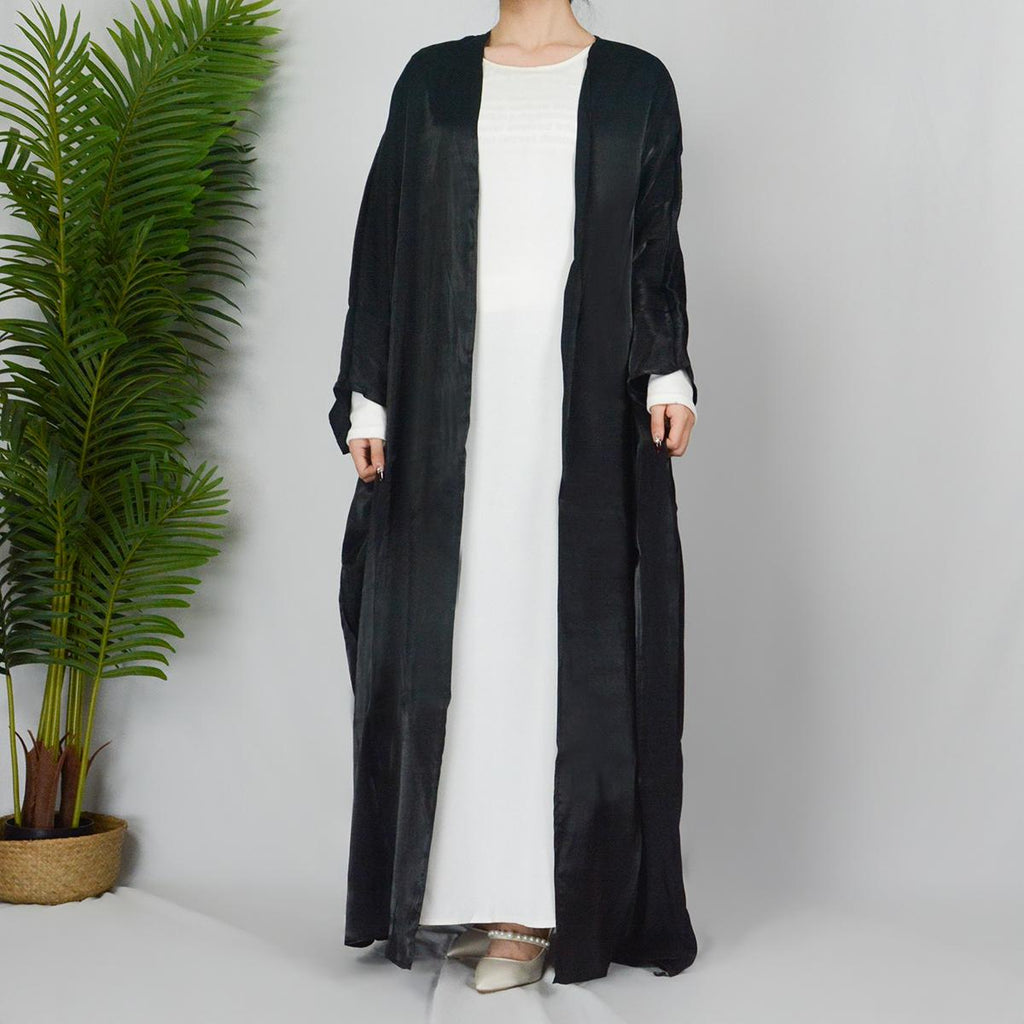 Muslim Fashion Shiny Silk Bat Sleeves Robe