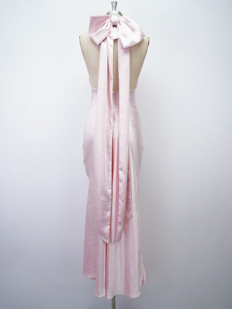 THE 'EVIANNA' SATIN DRESS IN BABY PINK