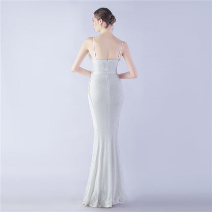 Fur Crafted Flower Formal Dress