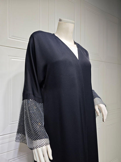 Abaya Muslim Elastic Diamond Mesh Robe