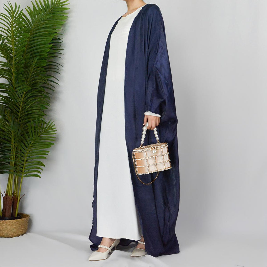 Muslim Fashion Shiny Silk Bat Sleeves Robe