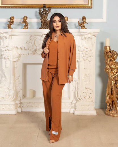3pcs Set Long Sleeved Shirt Vest and Pants